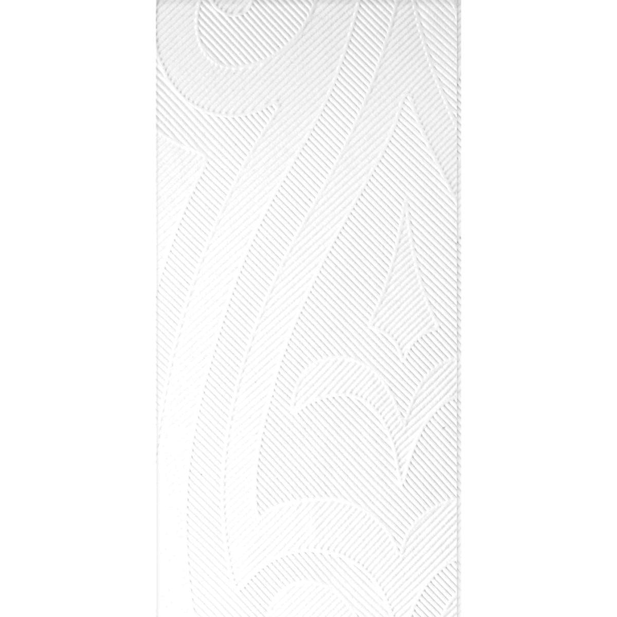 Close-up of a white Elegance napkin 48x48 cm by Duni GmbH with embossed geometric Lily design - ideal for table decoration. The package contains 40 napkins.