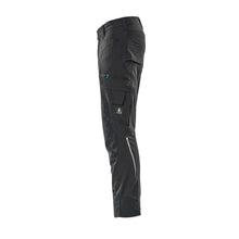 Trousers with knee pockets, stretch, light trousers, black-blue