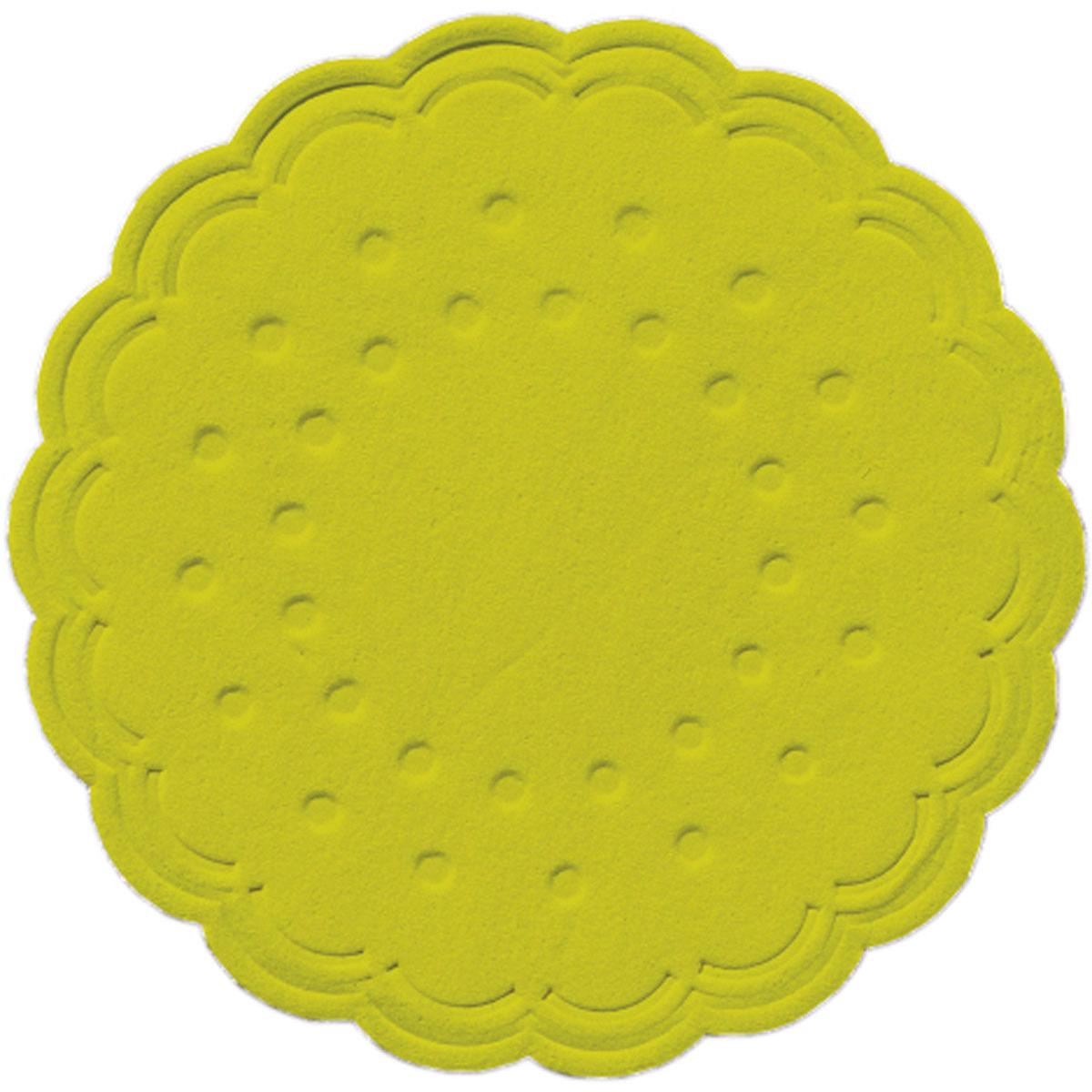 A round, kiwi-colored coaster (Ø 7.5 cm) from Duni GmbH with a stylish design, viewed from above on a white background; available in packs of 250 pieces or in sets of 8 pieces.