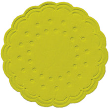 A round, kiwi-colored coaster (Ø 7.5 cm) from Duni GmbH with a stylish design, viewed from above on a white background; available in packs of 250 pieces or in sets of 8 pieces.