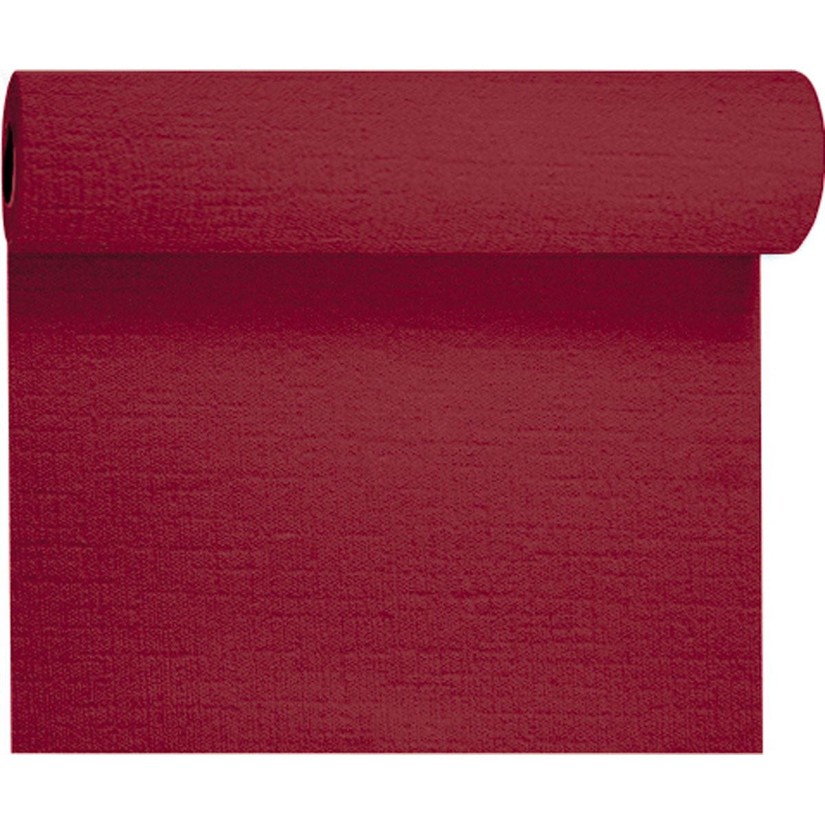 A roll of red textured wallpaper reminiscent of the luxury of the Evolin table runner Tête-à-Tête 24 m x 0.41 m (20 sections) from Duni GmbH - ideal for inspiring creative table decoration ideas.