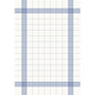 The Duni GmbH tablecloth 38x54 cm, blue has a white background with a blue checkered border and a grid pattern. This high-quality table napkin is delivered in a pack of 250 pieces and offers evenly distributed, symmetrical design elements.