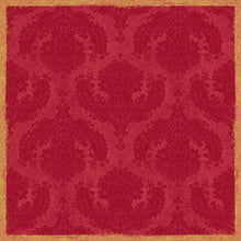 The Dunicel table cover 84x84 cm Royal Bordeaux by Duni GmbH features a floral pattern in vintage Bordeaux damask with a gold border in a used look - perfect for an elegant table decoration. Pack of 20 pieces.