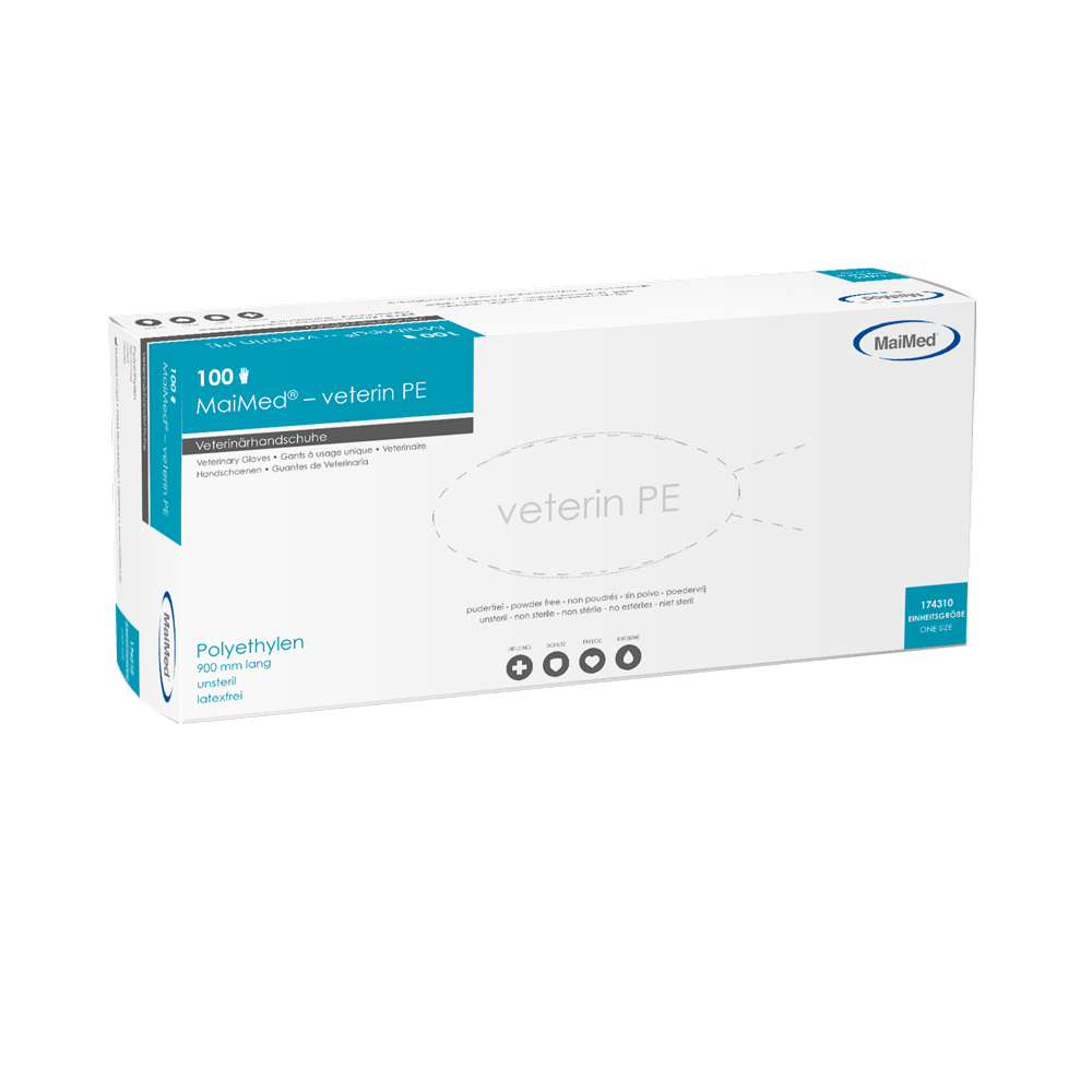 MaiMed-veterin PE veterinary gloves 90cm, orange, 100 pieces/box | Box (100 pieces)