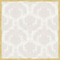A light gray damask background with ornate, symmetrical floral motifs is perfect for table decoration with the Dunisilk+ tablecloth 84x84 cm in Royal White (pack of 20 pieces) from Duni GmbH. The image is provided with a textured, irregular gold border.