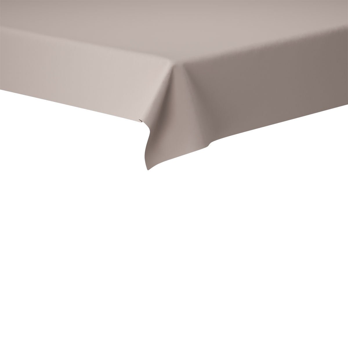 The Evolin tablecloth 127 x 127 cm by Duni GmbH in beige made of high-quality fabric lies elegantly folded over the table and impresses with durability against a simple white background.