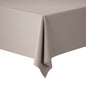 A close-up of the Evolin tablecloths 127 x 220 cm from Duni GmbH shows the smooth, light taupe fabric draping over a rectangular table corner against a plain white background.