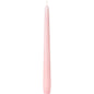 A tall, tapering pink taper candle from Duni GmbH (250 x 22 mm, approx. 7h) with a white wick stands upright against a white background.