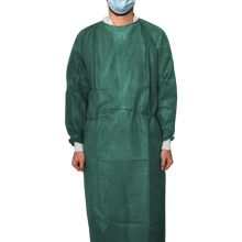 MaiMed-Coat Protect Comfort, protective gown made of fleece with cotton cuffs, d.-green, length 136cm, 10 pieces/pack. | Pack (10 pieces)