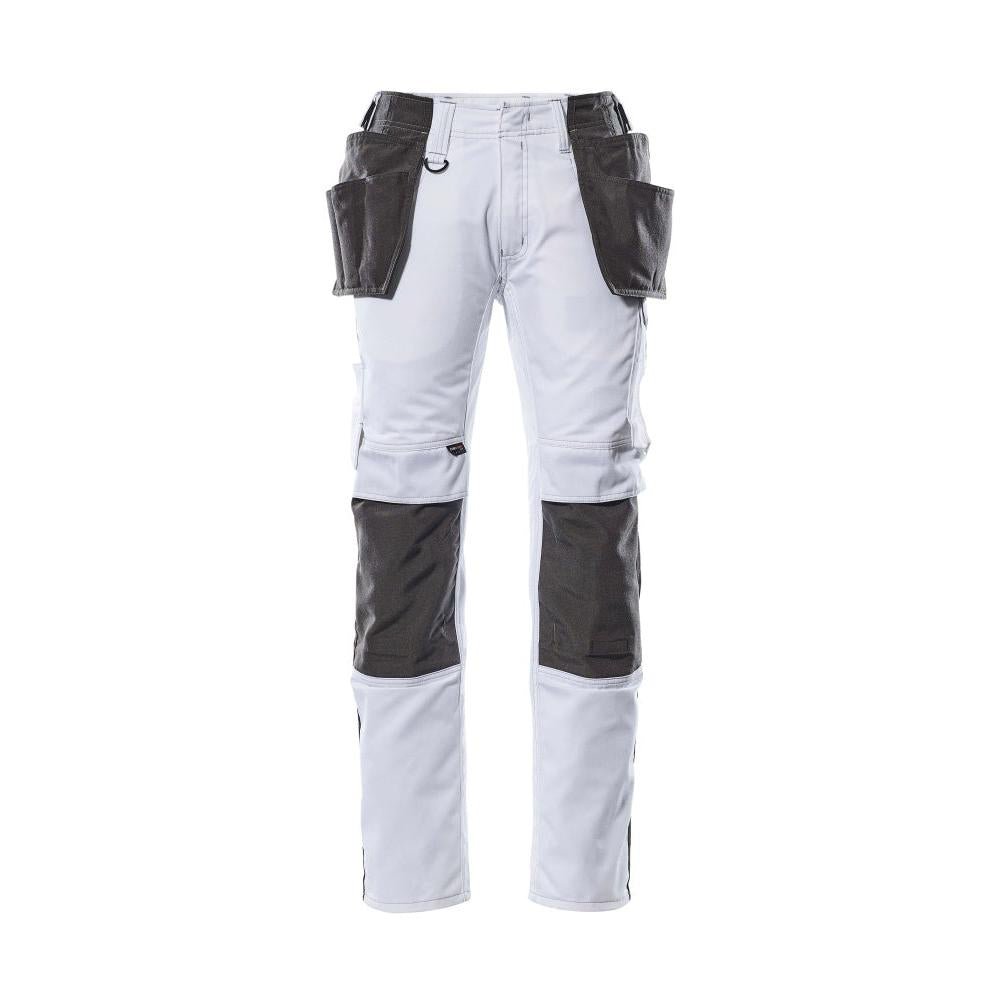 Trousers with hanging pockets, light weight trousers, white/dark anthracite