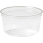 The Duni GmbH Deli Bowl Crystal, transparent, is a clear round container with a wide rim, ideal as a serving bowl for displaying and serving food against a white background.
