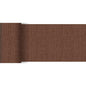 The Dunicel table runner 20 m x 15 cm from Duni GmbH is a brown, textured table runner with a subtle grid and crosshatch pattern, partially unrolled on a white surface - ideal for a stylish table decoration.