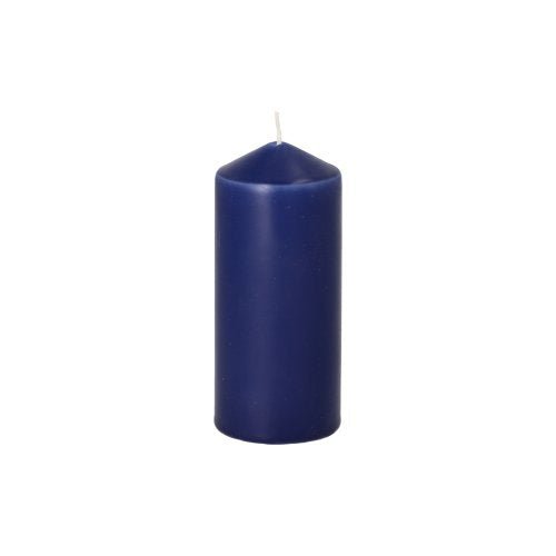 A single, unlit dark blue Starpak 10 pillar candle Ø 40 mm · 90 mm with a white wick stands upright against a plain white background, ideal for creating a cozy atmosphere at weddings or special occasions. Brand: Starpak.