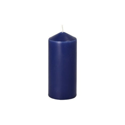 A single, unlit dark blue Starpak 10 pillar candle Ø 40 mm · 90 mm with a white wick stands upright against a plain white background, ideal for creating a cozy atmosphere at weddings or special occasions. Brand: Starpak.