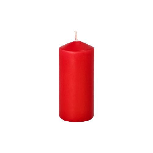 A single Starpak pillar candle (Ø 40 mm, 90 mm) stands unlit with a visible wick against a white background – perfect for a romantic mood thanks to its long burning time.