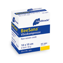 BeeSana® fleece compress, sterile, 6-fold, 30 g, 10 x 10 cm, 2 pieces | Pack (50 pieces)