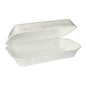 A white Starpak all-purpose box (XPS, 1800 ml, 7.5 x 24 x 13.3 cm) with a hinged lid is open, revealing the empty interior – ideal for versatile use. The box is delivered in a pack of 100 wrapped in shrink film.