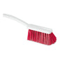 The Nölle Profi Brush HACCP hand brush with a bristle thickness of 0.25 mm from Nölle Profi Brush Bürsten- & Pinseltechnik e.K. with a white plastic handle and red bristles stands on a plain white background.