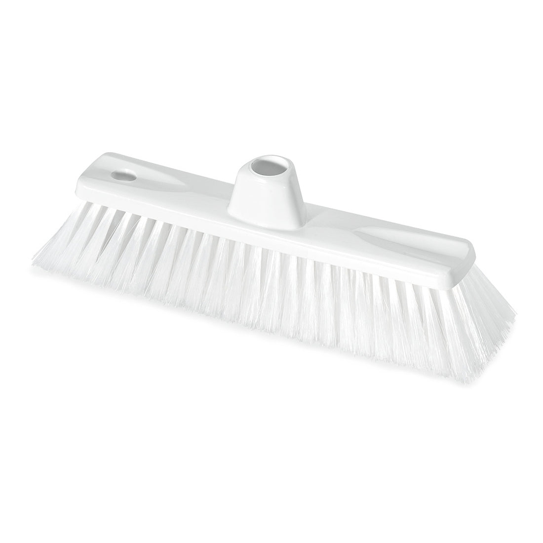 The Nölle Profi Brush HACCP fine broom 30 cm from Nölle Profi Brush Bürsten- & Pinseltechnik e.K. has stiff, white bristles and a central handle attachment - ideal for hygienic, professional cleaning and perfectly photographed on a plain white background.