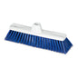 The Nölle Profi Brush HACCP fine broom 30 cm from Nölle Profi Brush Bürsten- & Pinseltechnik e.K. has blue synthetic bristles, a white plastic base, a central grip hole, and an additional smaller side hole for versatile use.