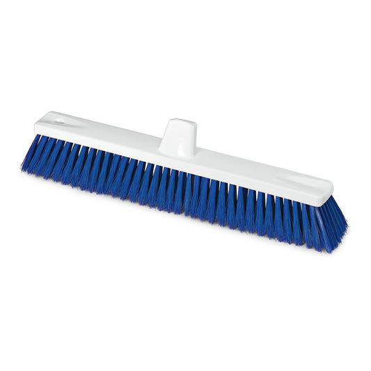 The Nölle Profi Brush HACCP large area broom with 0.25 mm soft blue bristles is depicted without a handle on a white background - ideal for hygienic cleaning in professional settings. Brand: Nölle Profi Brush Bürsten- & Pinseltechnik e.K.