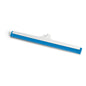 A blue-white Nölle Profi Brush HACCP water squeegee with a long hygiene rubber blade, fiberglass-reinforced, central handle attachment (German thread), from Nölle Profi Brush Bürsten- & Pinseltechnik e.K., depicted on white.