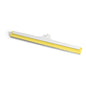 The Nölle Profi Brush HACCP water squeegee has a yellow-white, straight blade made of fiberglass-reinforced hygiene rubber with a central attachment (German thread). Depicted on a white background. From Nölle Profi Brush Bürsten- & Pinseltechnik e.K.