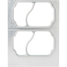 The metal stamping die from Duni GmbH for the cassette DF15/25 2-comp. for PP tray Take Away 700/400 ml (2-use) features two rectangular frames with curved partition bars and wavy edges, ideal for packaging needs in the catering industry.