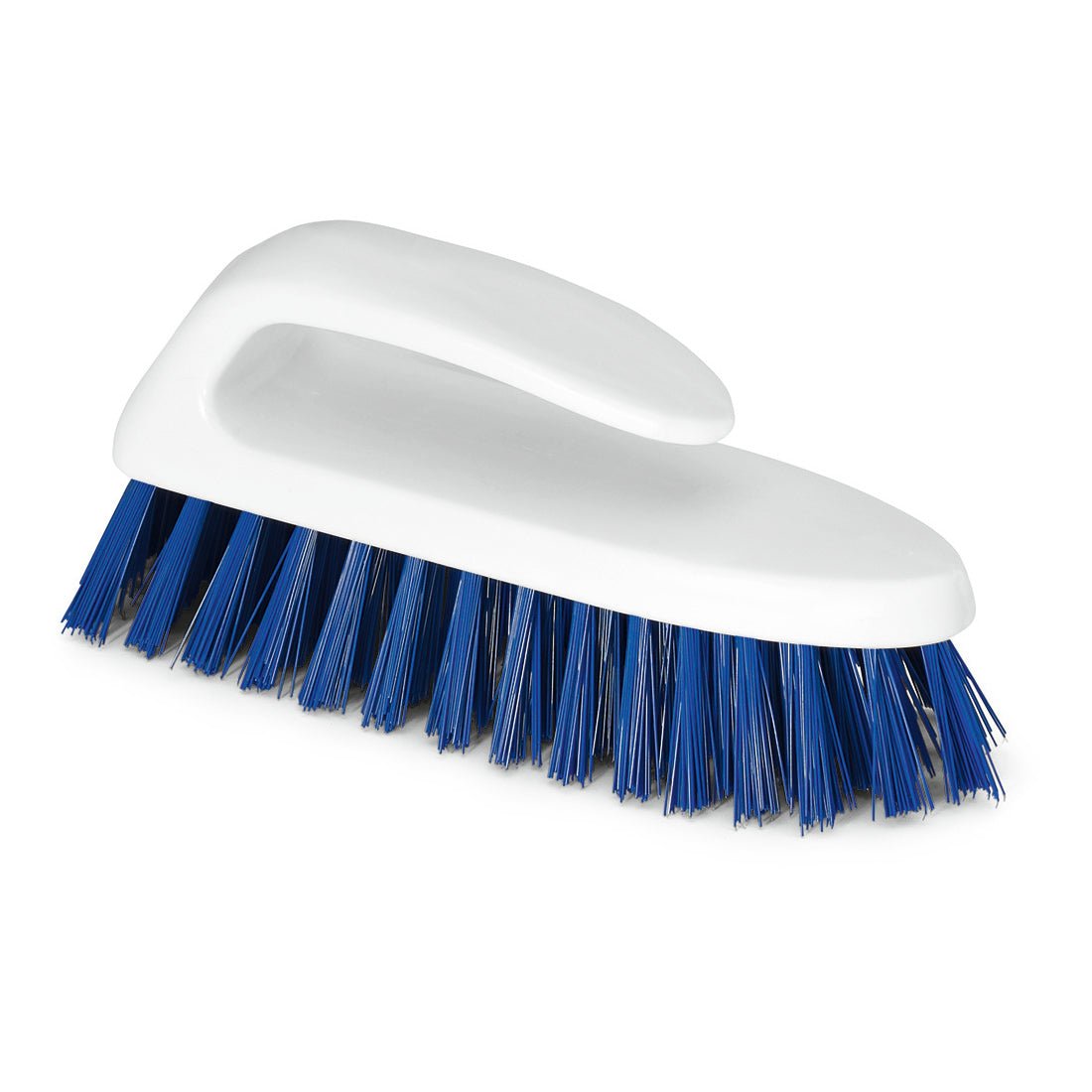 The Nölle Profi Brush HACCP washing brush with handle, 18 cm, hard blue bristles (0.5 mm) by Nölle Profi Brush Bürsten- & Pinseltechnik e.K., ideal for professional cleaning, on a white background.