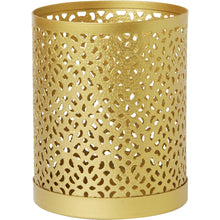 The metal candle holder, 100x80 mm, gold by Duni GmbH impresses with its elegant design and perforated dot pattern - perfect as a stylish home decoration. Pack (1 piece).