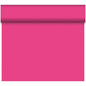 A partially unrolled Dunicel table runner Tête-à-Tête (24 m x 0.4 m, 20 sections) by Duni GmbH in vibrant pink casts a shadow along the top edge; its smooth surface is perfect for elegant table decoration.