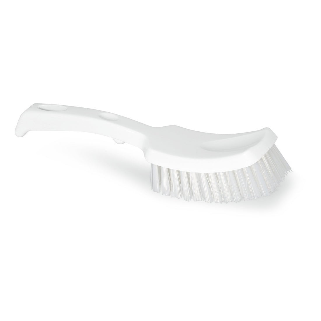 The Nölle Profi Brush HACCP short handle brush 25 cm features 0.5 mm hard bristles, stiff angled bristles, and an ergonomic handle with two thumb grips from Nölle Profi Brush Bürsten- & Pinseltechnik e.K.