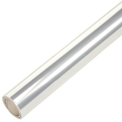 A roll of unprinted Starpak transparent film with a cardboard core, perfect for packaging, presented against a white background.