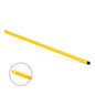 The yellow Nölle Profi Brush HACCP fiberglass handle 150 cm from Nölle Profi Brush Bürsten- & Pinseltechnik e.K. has a black threaded tip, a textured grip, and a hanging hole. Cut-out detail; white background.