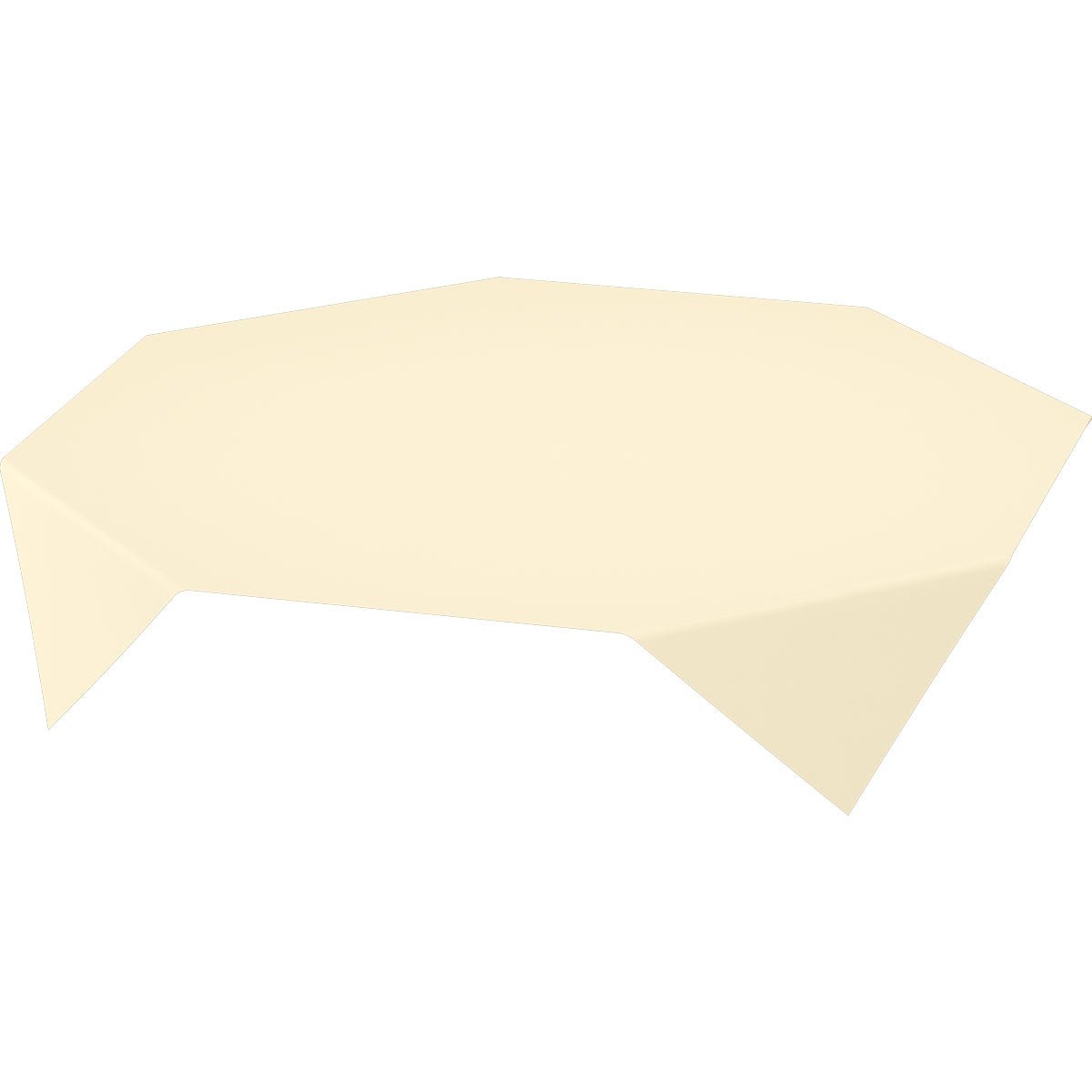 A simple, cream-colored, pentagonal 3D platform - perfect for presenting the Evolin tablecloth 84x84 cm by Duni GmbH, an elegant table decoration in cream for any occasion (pack of 14 pieces).