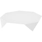 An octagonal table (84x84 cm) in a simple design is shown from above, draped with the Evolin tablecloth 84x84 cm in white by Duni GmbH - a high-quality tablecloth from a 14-pack - against a white background.