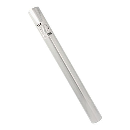 A roll of unprinted Starpak transparent film with a white label, placed diagonally on a white background - ideal for versatile applications.