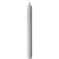 An unused white crown candle 100% stearin pillar candle from Duni GmbH (250 x 22 mm, 9h burn time) with visible wick and ribbed base stands upright against a plain background.