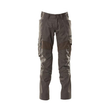 Trousers with knee pockets, stretch inserts trousers, dark anthracite