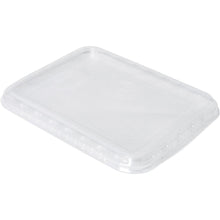 The illustration shows a clear, rectangular lid for PP menu tray Caterline Transparent APET 240x190x20 by Duni GmbH, with a slightly raised edge and flat center, depicted on a white background. Package: 126 pieces.
