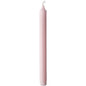 A tall, cylindrical, pink crown candle made of 100% stearin (250 x 22 mm, 9h) from Duni GmbH with an unlit white wick stands upright against a white background and is known for its long burn time.