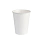 A white coffee mug made of PAP/PLA (350 ml) from Duni GmbH stands upright against a white background - eco-friendly disposable cup, pack of 50 pieces.