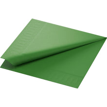 A chlorophyll cell napkin 40x40 cm, 3-ply paper napkin from Duni GmbH is diagonally folded to highlight the textured edge and smooth surface. The package contains 250 high-quality napkins.