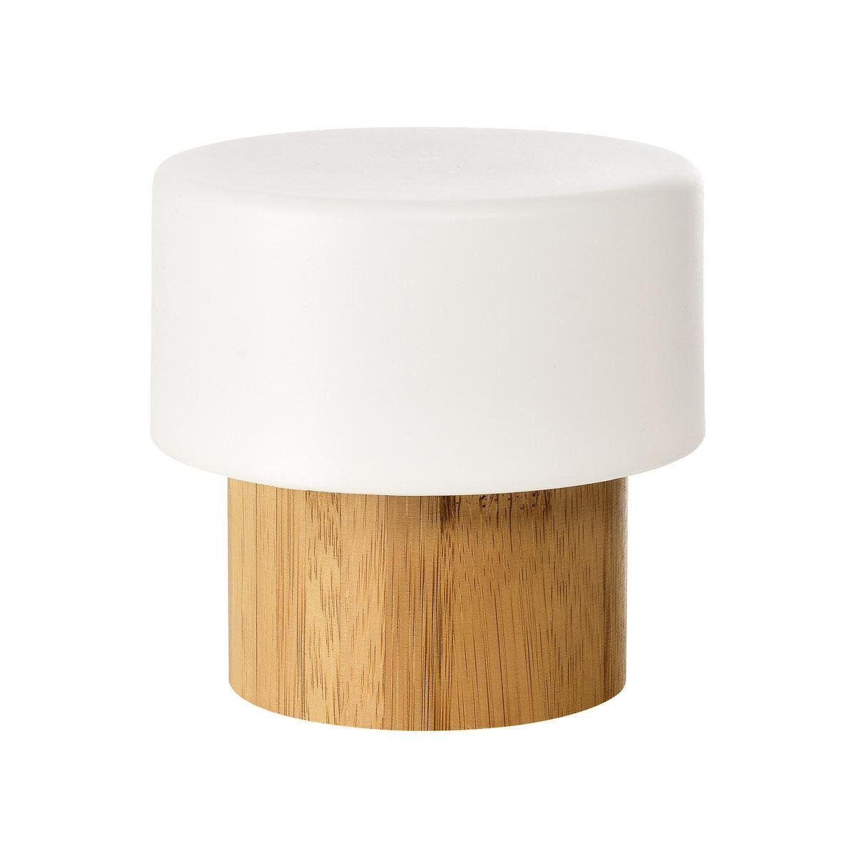 The LED candle holder made of bamboo (110x110 mm) by Duni GmbH offers stylish table decor and modern lighting, presented against a simple white background. The package contains 1 piece.
