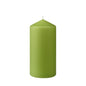 A green Duni GmbH pillar candle (approx. 50h, 150 x 70 mm) with a pointed tip and visible white wick stands upright on a plain white background - ideal for elegant settings with up to 50 hours of burn time.