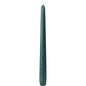 A single dark green taper candle from Duni GmbH (250 x 22 mm, approx. 7h burn time) with a smooth surface and white wick stands upright against a white background.