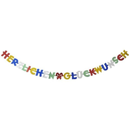 The PAPSTAR greeting chain 2.5 m "Congratulations" from PAPSTAR GmbH is a festive, colorful party decoration - each letter in a bright color, ideal for any celebration. Delivered in a pack of 1.
