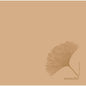 A minimalist image with a single-line ginkgo leaf at the bottom right, labeled "ecoecho", on a light brown background - ideal for Duni GmbH Dunisoft napkins 40 x 40 cm 1/4 fold or other high-quality napkins.
