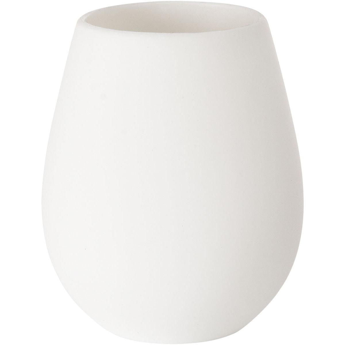 A white LED candle holder made of silicone from Duni GmbH with a tropical design and matte surface, featuring a rounded, slightly conical shape and a wide opening, depicted against a white background. Package: 1 container.