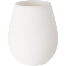 A white LED candle holder made of silicone from Duni GmbH with a tropical design and matte surface, featuring a rounded, slightly conical shape and a wide opening, depicted against a white background. Package: 1 container.